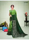 Green Musterd Metallic Value Addition Swarovski Work Crystals Party Wear Silk Saree 11509